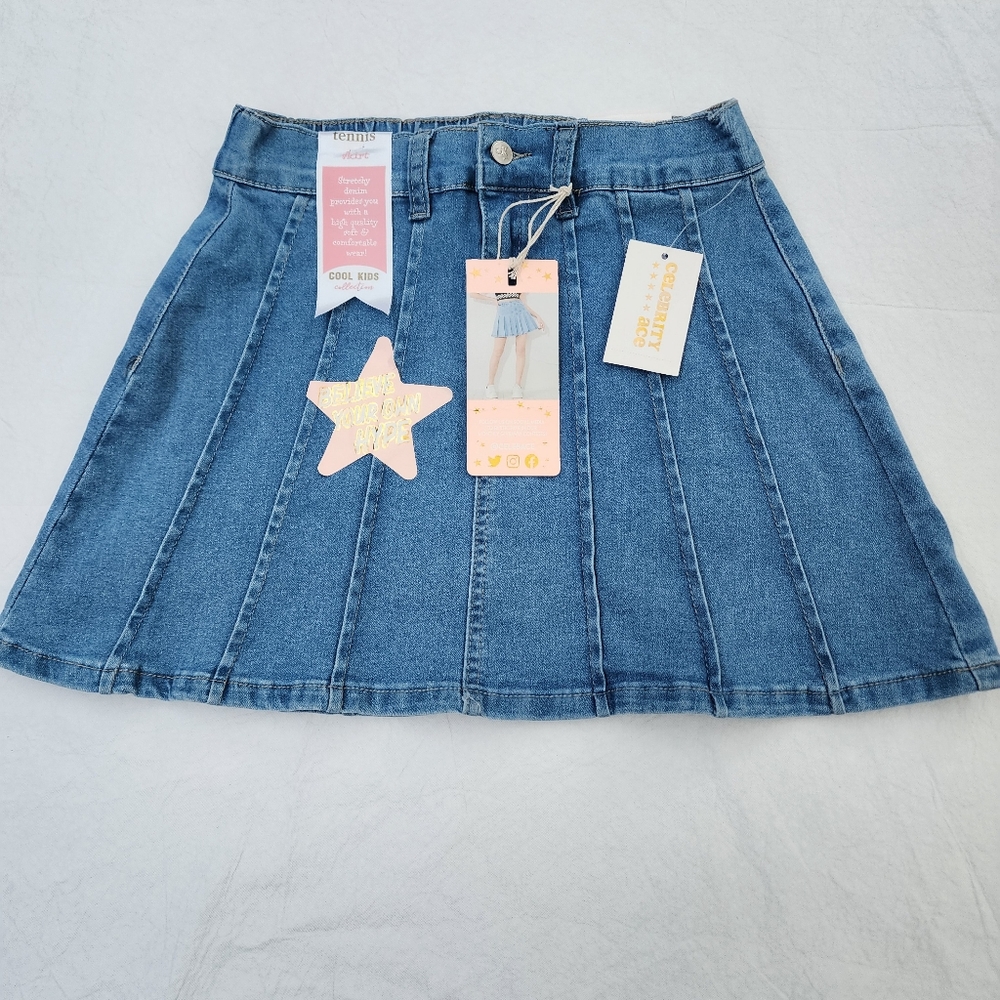 SOLD - Celebrity Ace Denim Mid-rise Mini Skirt for Girls Size 14 - Picture 1 of 6